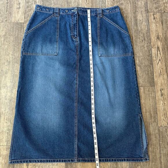 Style & Co Woman Size 18W Blue Jean Denim Skirt Long Modest Side Slits 38x33.5 - Picture 5 of 8